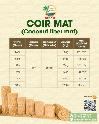 일반형과 고밀도 야자매트의 인장 강도 및 중량 비교