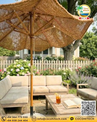 친환경 차양 시설로서 천연 코코넛 섬유가 가지는 독특한 질감과 우수한 통기성